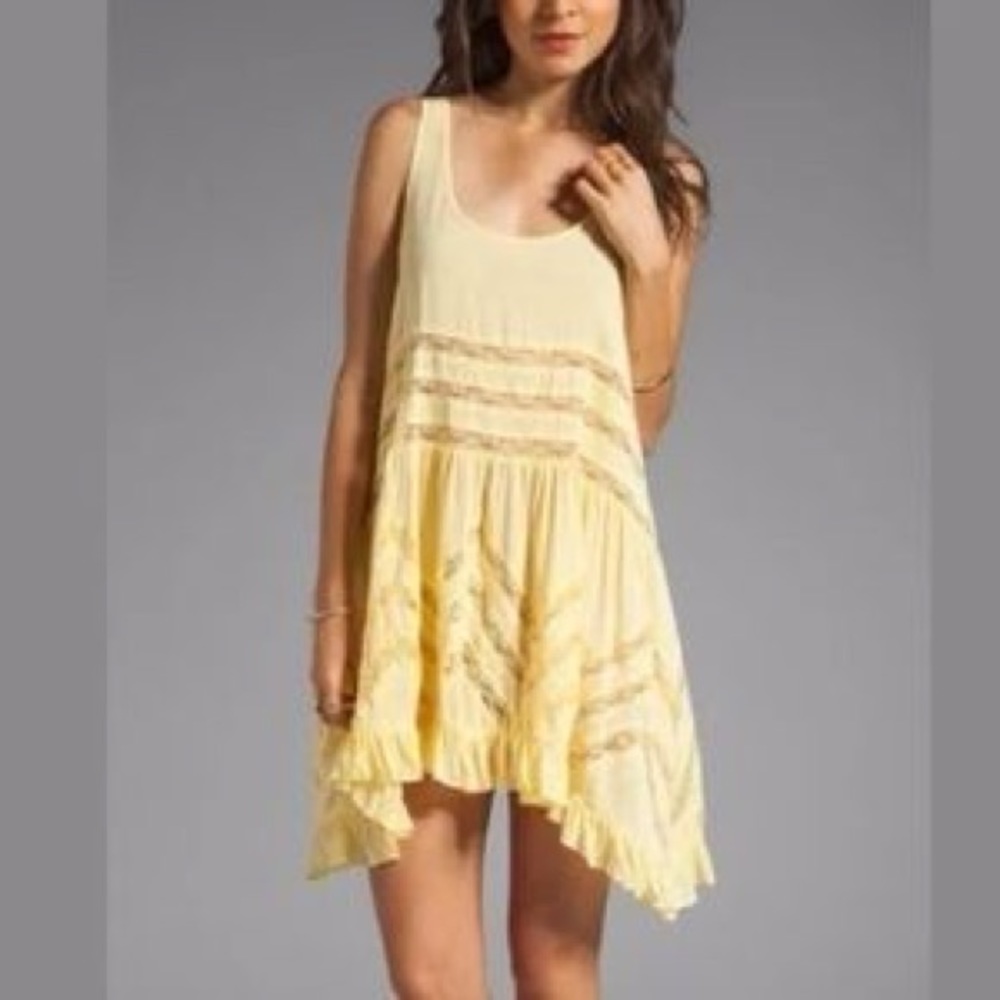 Free People L Voile Trapeze Slip Dress Yellow